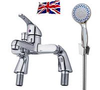 Modern Bathroom Bath Shower Filler Mixer Tap Single Lever Chrome Solid Brass with Shower Handset and Hose Attachment