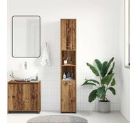 vidaXL Bathroom Cabinet Old Wood 30x30x183.5 cm Engineered Wood