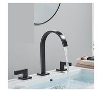 Modern Bathroom Faucet de Cascada Double Handle Mixer Tap Deck Mount Hot & Cold Water Stylish Black Finish Luxury Sink Faucet for Home Renovation