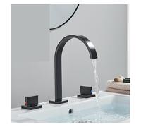 Modern Bathroom Faucet de Cascada Double Handle Mixer Tap Deck Mount Hot & Cold Water Stylish Black Finish Luxury Sink Faucet for Home Decor