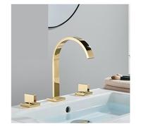 Modern Bathroom Faucet de Cascada Double Handle Mixer Tap Deck Mount Hot & Cold Water Stylish Gold Finish Luxury Bathroom Accessories