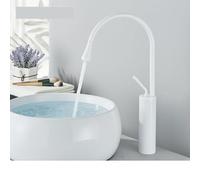 Modern Bathroom Faucet Polished Gold & Black Deck Mounted Mixer Tap Hot & Cold Brass Sink Faucet for Kitchen & Bathroom White Tall Design