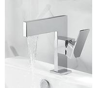Modern Bathroom Faucet Single Handle Basin Mixer Brass Waterfall Design Hot & Cold Control Chrome Finish Ceramic Valve Bidet Sink Tap,C