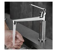 Modern Bathroom Faucet with Hot & Cold Mixer Tap Solid Brass Deck Mount Sink for Washing Single Lever Monobloc Kitchen Stylish Flack Design Stripes