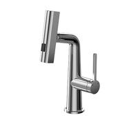 Modern Bathroom Faucet with ll Down Sprayer Single Handle Sink Faucet 3 Modes Ideal for Home Hotel & Commercial Use (Silver Finish)