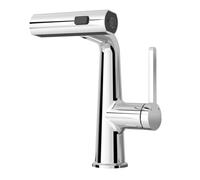 Modern Bathroom Faucet with Pull Down Sprayer Single Handle Sink Mixer Stylish Waterfall Rainfall Design Easy Installation Durable Chrome Finish