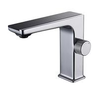 Modern Bathroom Faucet with Temperature Display Brass Basin Tap for Hot and Cold Water Single Handle Deck Mounted Sink Faucet Micro Generator Technology (Chrome)