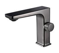 Modern Bathroom Faucet with Temperature Display Brass Basin Tap for Hot and Cold Water Single Handle Deck Mounted Sink Faucet Micro Generator Technology (Grey)