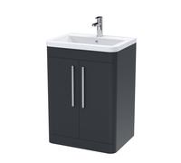 Floor Standing 2 Door Vanity Unit with Basin Soft Black 600mm Balterley Black One Size