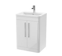 Floor Standing 2 Door Vanity Unit Ceramic Basin Gloss White 600mm Balterley White One Size