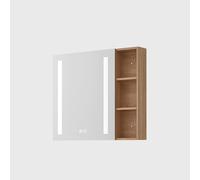 Modern Bathroom Mirror Cabinet - Wall-Mounted Wood Storage Over Toilet, Triple Open Shelf, Frontlit Anti-Fog, Sleek White Design for Vanity & Stylish nization
