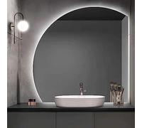 Modern Bathroom MirrorLED Backlit SemiCircle Design Wall Mount Makeup Mirror with Left/Right Cut Stylish Home Decor for Elegant Bathrooms