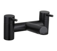 Modern Bathroom Round Minimalist Deck Mounted Bath Filler Tap - Black