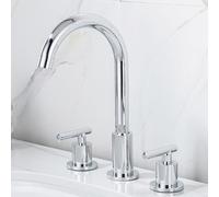 Modern Bathroom Sink Faucet - Ch 3-Hole Mixer Tap with 2 Handles for ABO - Slish Design, Easy Installat, Construct for Enhanced Aesthetic and Functali.