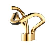 Modern Bathroom Sink Faucet Hot Cold Crane Mixer Waterfall Water Tap Washbasin Faucets Luxury Basin Faucet for Deck Installation (Gold Short Style)