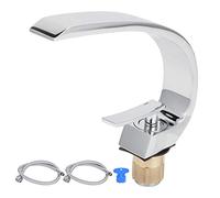 Modern Bathroom Sink Faucet - Hot & Cold Water Mixer Tap, Single Handle Curve Design, G1/2 Connection, Sl ixture for Easy Temperature Control & Stylish Upgrade