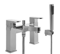 Modern Bathroom Soft Square Deck Mounted Bath Shower Mixer Tap - Chrome