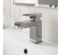 Modern Bathroom Square Mono Basin Sink Mixer Tap Lever Handle Chrome Cloakroom