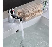 Modern Bathroom Taps Single Lever Mono Basin Mixer Tap with Pop Up Waste, Chrome Cloakroom Tap Solid Brass Hot and Cold Mixer Taps Bathroom Faucet, 10 Year Guarantee