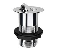 Modern Bathroom Unslotted Clicker Plug Kitchen Basin Flip Top Swivel Drain Stopper Plug G1 1/4“Click Clack Sprung Plug Sink Washbasin Pop-Up Plug without Overflow - Chrome Plated