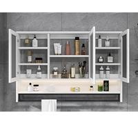 Modern Bathroom Vanity Mirror Cabinet with Storage Wall-Mounted Smart Medicine Cabinet Anti-Fog Function Dimmable Makeup Mirror & LED Time Display