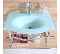 Modern Bathroom Vanity Set with Tempered Glass Sink & Hot/Cold Faucet Space-Saving Design for Small Bathrooms Stylish & Functional Storage Solution