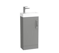 Modern Bathroom Vanity Unit 400mm 1-Door Floor Standing Storage Cabinet Basin Sink Indigo Grey Gloss Cloakroom