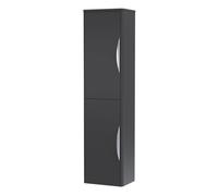 Wall Hung 2 Door Tall Bathroom Storage Unit - 350mm - Soft Black
