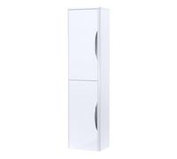 Wall Hung 2 Door Tall Bathroom Storage Unit - 350mm - Gloss White