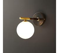 Modern Bathroom Wall Sconces Nordic Creative Up Down Double Head Wall Lamps G9 Sockets Milky Glass Shade Wall Light with Full Copper Base for Doorway Mirror Living Room Hallway Stairs
