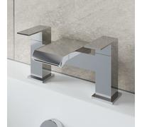 Modern Bathroom Waterfall Bath Filler Mixer Tap Brass Chrome Square Lever Handle