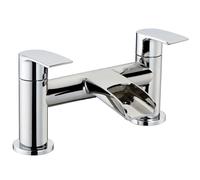 Modern Bathroom Waterfall Spout Deck Mounted Bath Filler Tap - Chrome