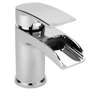 Modern Bathroom Waterfall Spout Mono Basin Mixer Tap - Chrome