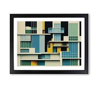 Modern Bauhaus Architecture Abstract H1022 Framed Print for Living Room Bedroom Home Office Décor, Wall Art Picture Ready to Hang, Black A3 Frame (46 x 34 cm)