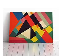 Modern Bauhaus Art Vol.3 Abstract Red, Red, Brown | Canvas Wall Art Print | Framed & Ready to Hang Picture | Modern Home Decor for Living Room, Bedroom, Kitchen or Office | 30x20 Inches