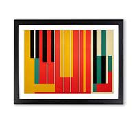 Modern Bauhaus Art Vol.5 Abstract Brown, Red, Red Framed Wall Art Print - Ready to Hang Picture - Modern Art for Living Room Bedroom Kitchen Home - Black A2 (48 x 66 cm)