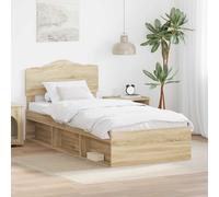 Modern Bed Frame Sonoma Oak 100x200 cm Solid Pine & Engineered Wood Scandi Look