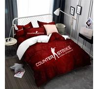 Modern Bedding Set and Pillowcases X 2 with Counter Strike Global Offensive Comfortable Hypoallergenic Cotten Reversible Duvet Cover (135x200cm(Single),CS 02)