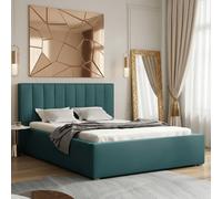 Modern Bedroom Bed Frame With Storage Hdf And Laminated Board Metal Slats No Mattress 220X223X93Cm Green