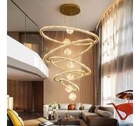Modern Bedroom Decorative Dining Room Led Lamps Pendant Lights Indoor Interior Lighting Ceiling Lamp Chandelier(4 Rings,Gold_Warm White)