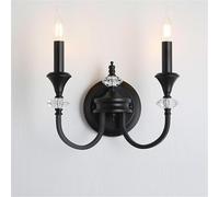 Modern Bedroom Living Room Wall Lights Black Double Crystal Candlestick Lamp Gothic Corridor Farmhouse Industrial for Indoor(2-Lights) Wall Mount Lamp Wall Lighting Fixtures