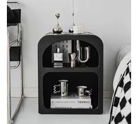 Modern Bedroom nightstand,2-Tier End Table with Open Storage Side Table,Unique Half Moon Bed Side Table,for Home Bedroom Accessories Bedside Table,Office,livingroom,no Assembly Required, Black