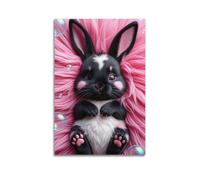 Modern Bedroom Wall Decoration Canvas Posters-Animal Poster Cute Rabbit in Pink Fluff Creates Sweet And Lovely Atmosphere for Kids' Rooms Girly Spaces Healing - Themed Rooms Animal Art 24x36inch(60x90