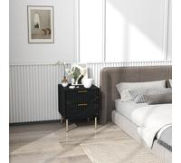 Modern Bedside Table Bedside Cabinet with 2 Drawers for Bedroom HOMCOM Black One Size