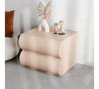 Modern Bedside Table, Floor Standing Nightstand with 2 Drawers, Solid Wood Frame End Table for Bedroom, No Installation Required