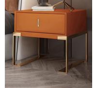 Modern Bedside Table, Minimalist Nightstand with Drawer & Metal Legs, Luxury PU Leather End Table for Bedroom & Living Room, Wide Tabletop 50x40x50cm