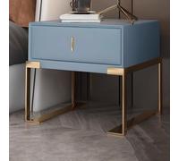 Modern Bedside Table, Minimalist Nightstand with Drawer & Metal Legs, Luxury PU Leather End Table for Bedroom & Living Room, Wide Tabletop 50x40x50cm