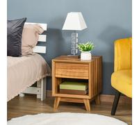 Modern Bedside Table Nightstand End Table Side Table with Drawer HOMCOM Brown One Size