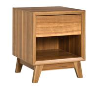 HOMCOM Bedside Table Storage Organizer Side Table with Drawer and Shelf Bedroom - Walnut brown