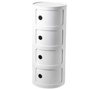 Modern Bedside Table - White ABS Nightstand with Drawers Floor Standing Nordic Design Narrow End Table for Small Spaces Stylish Bedroom Furniture (32x32x40 cm)